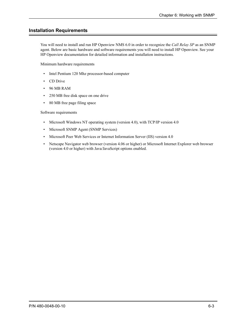 Installation requirements, Installation requirements -3 | Quintum Technologies Tenor Call Relay SP User Manual | Page 60 / 98