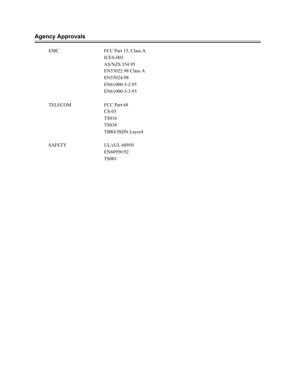 Agency approvals | Quintum Technologies Tenor Call Relay 60 User Manual | Page 64 / 67