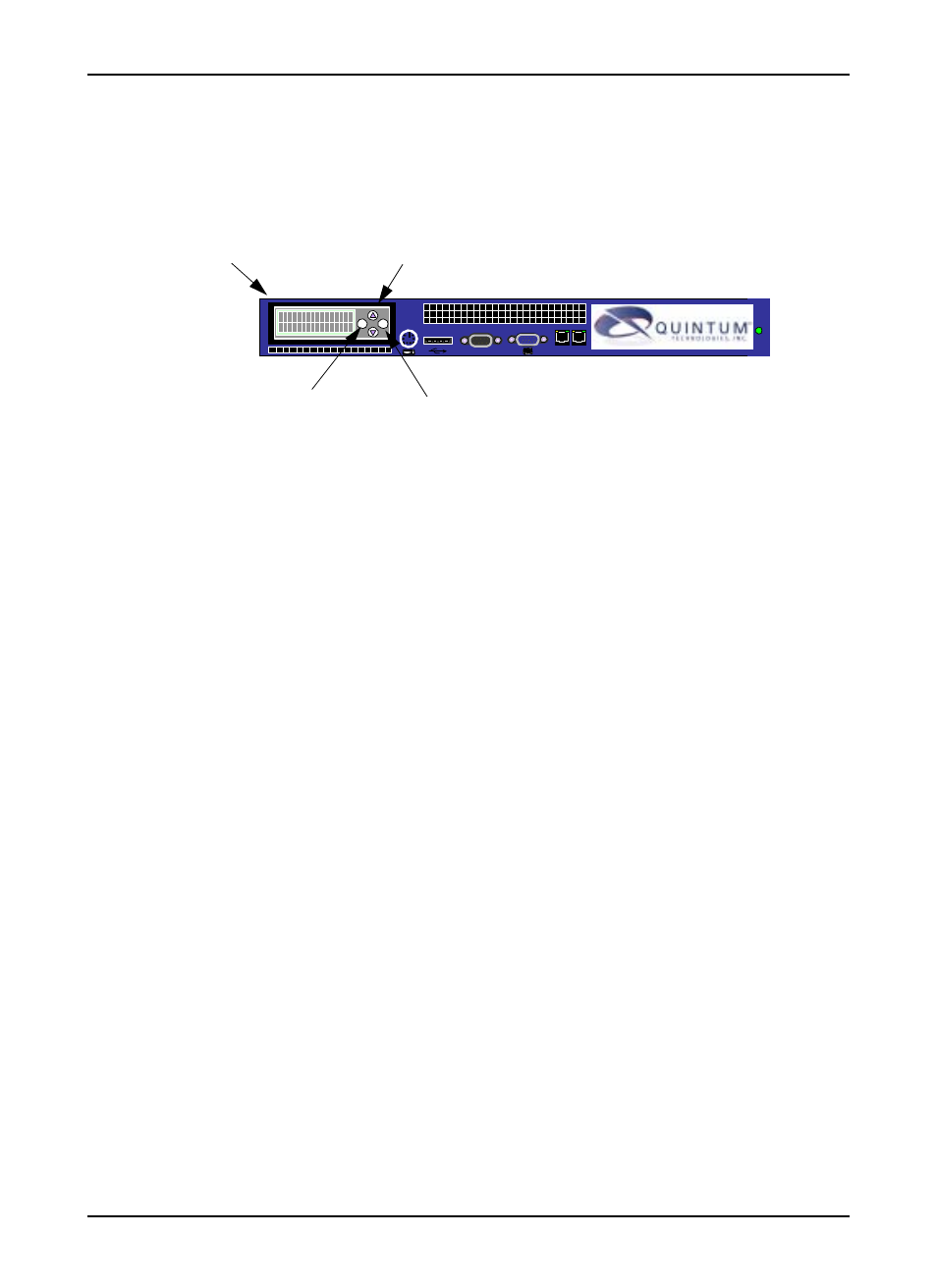 Front lcd screen, Front lcd screen -4, Figure 2-3 lcd display components | Quintum Technologies Call Routing Server User Manual | Page 15 / 70