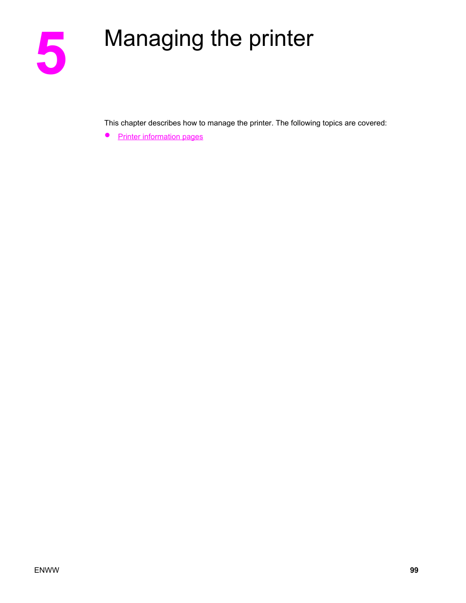 Managing the printer, 5 managing the printer | HP LaserJet 4610n User Manual | Page 111 / 246