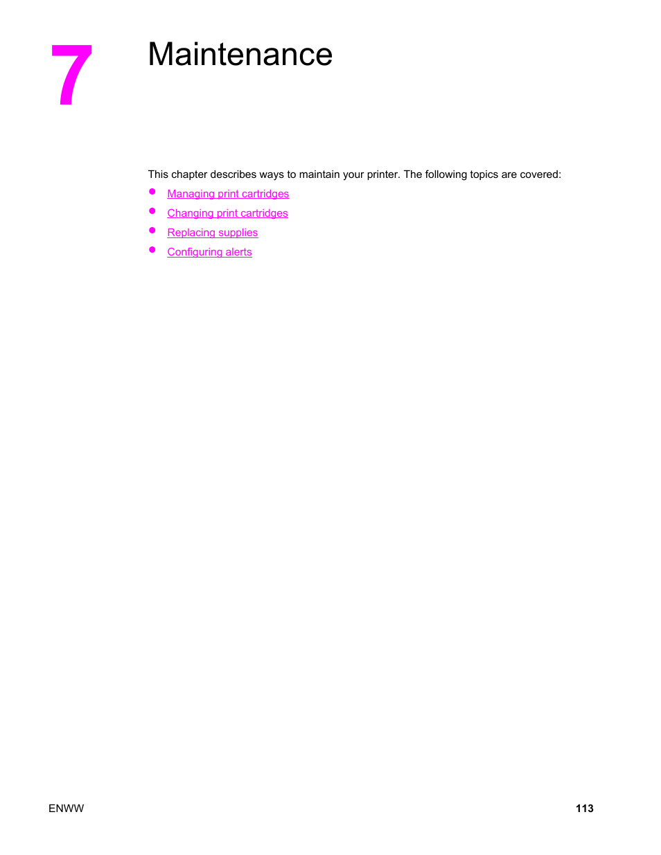 Maintenance, 7 maintenance | HP LaserJet 4610n User Manual | Page 125 / 246