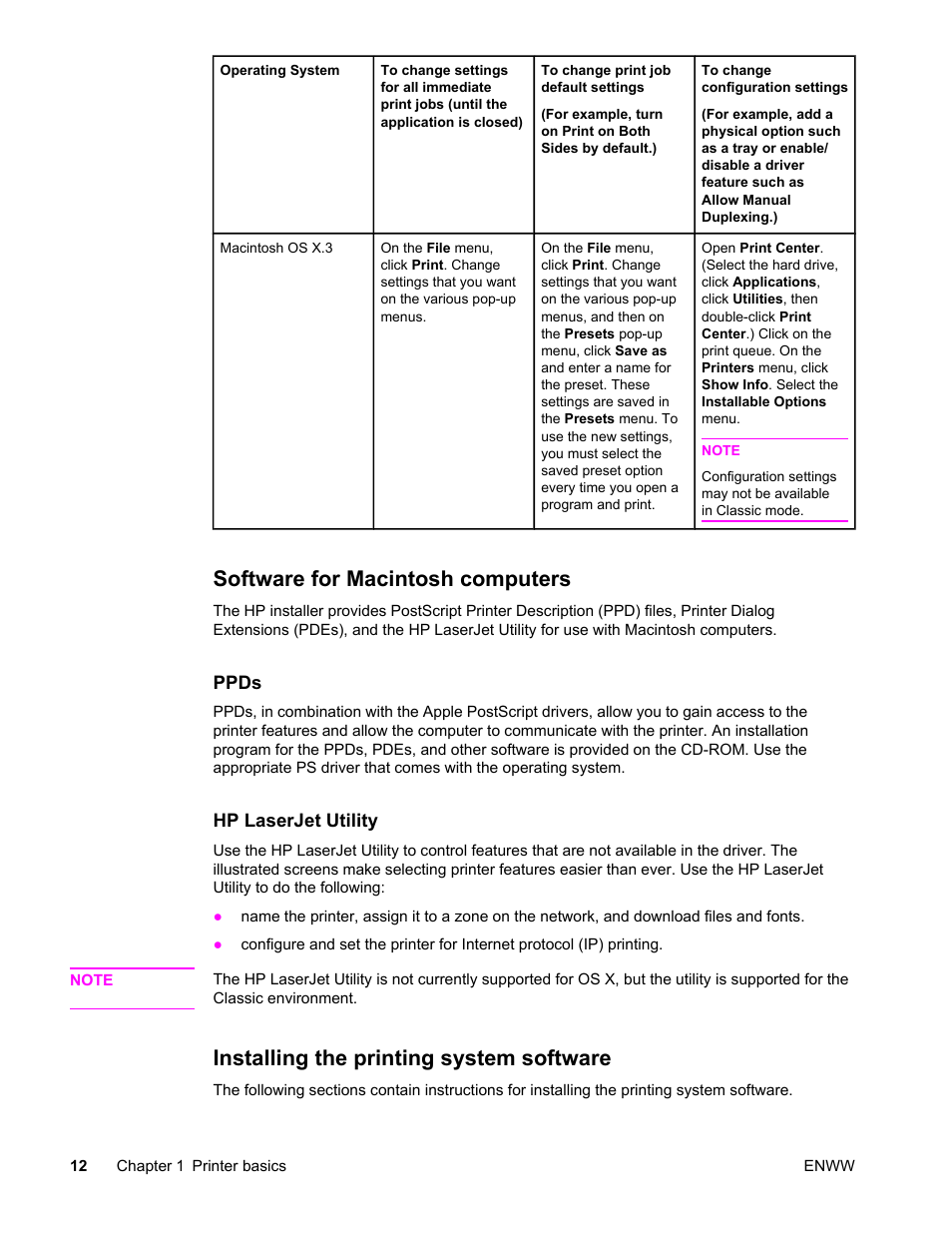 Software for macintosh computers, Installing the printing system software | HP LaserJet 4610n User Manual | Page 24 / 246