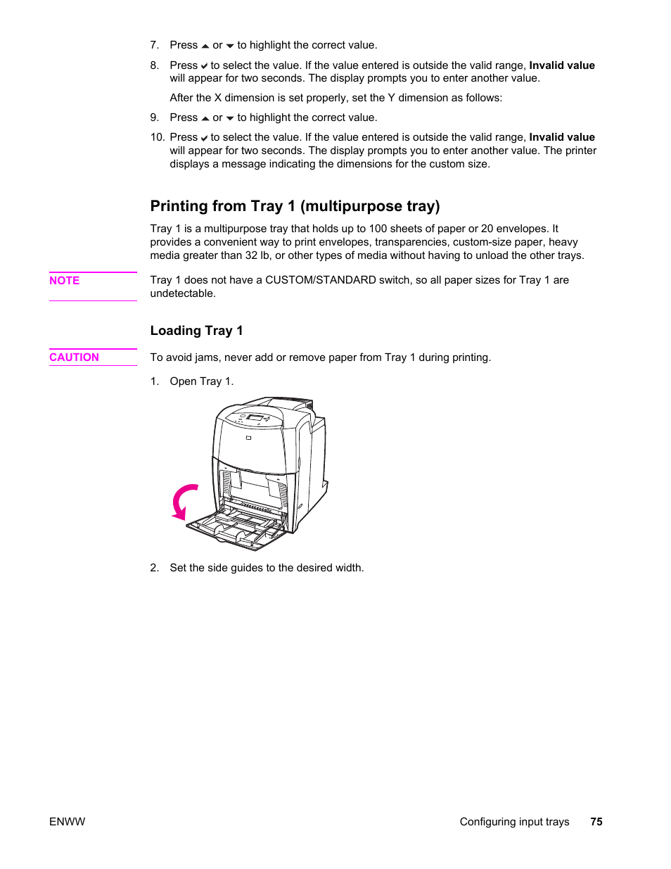 Printing from tray 1 (multipurpose tray) | HP LaserJet 4610n User Manual | Page 87 / 246