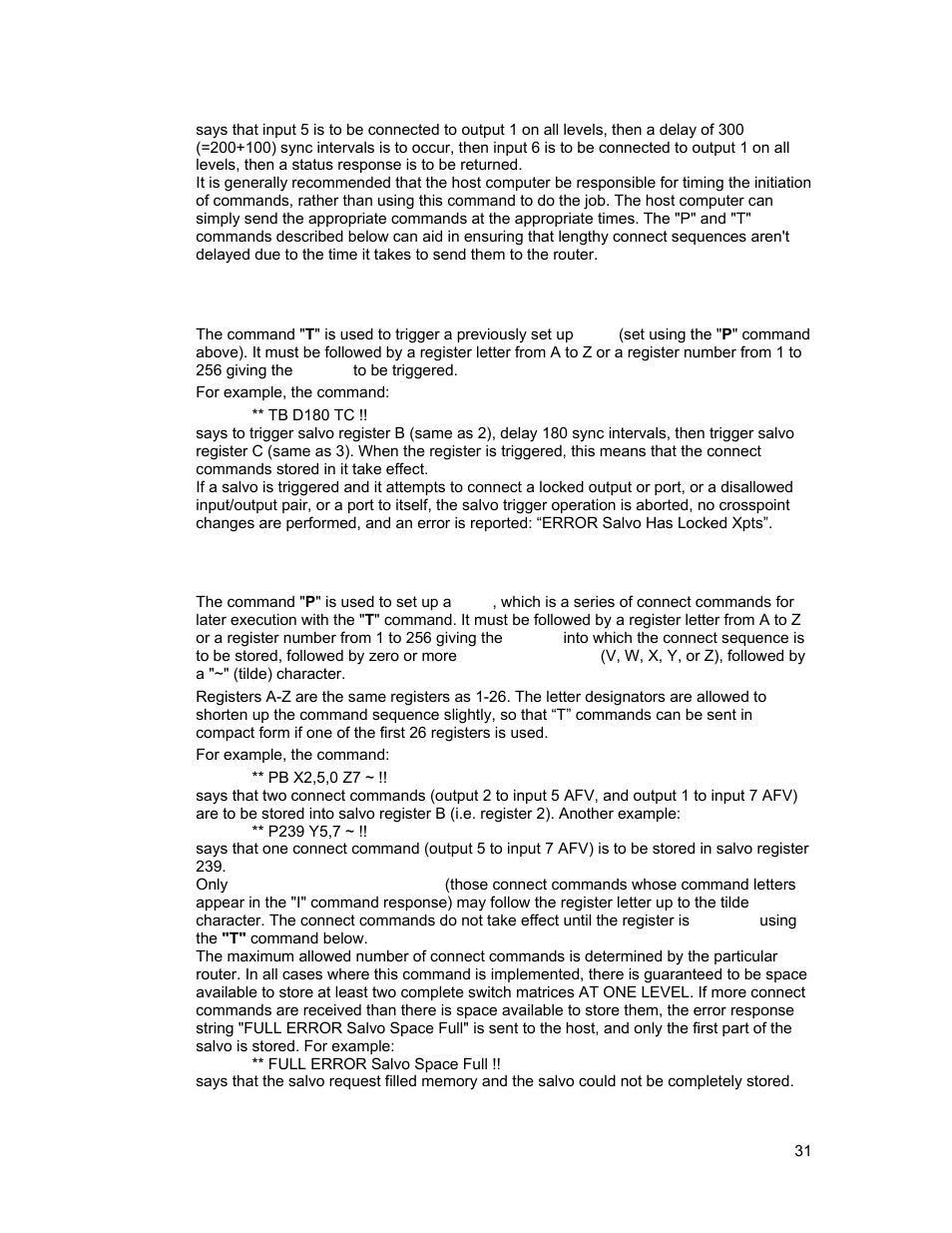 T”: trigger a salvo, P”: preset a salvo | Sierra Video Tahoe Series 16 User Manual | Page 37 / 78