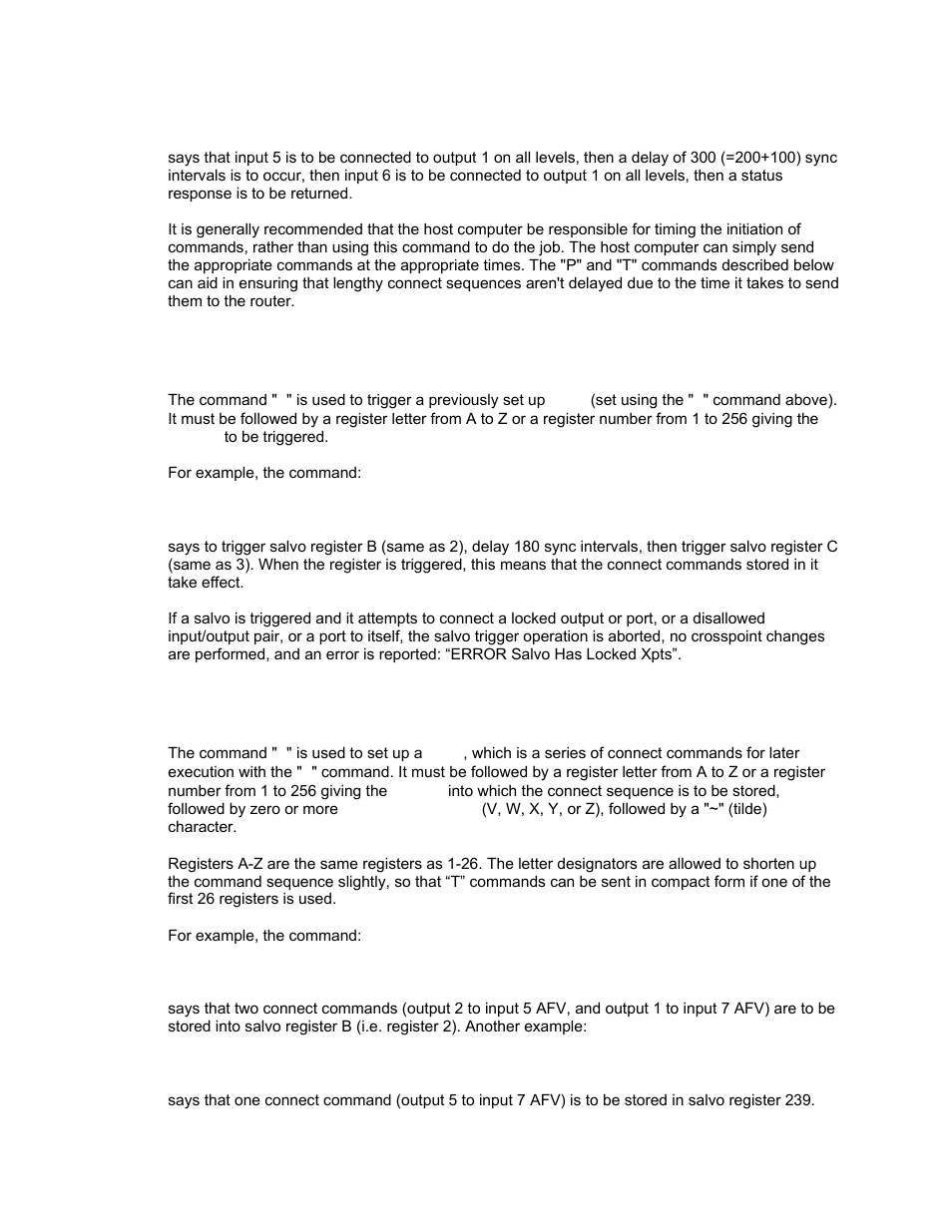 T”: trigger a salvo, P”: preset a salvo | Sierra Video Pro XL Series 8 User Manual | Page 52 / 72