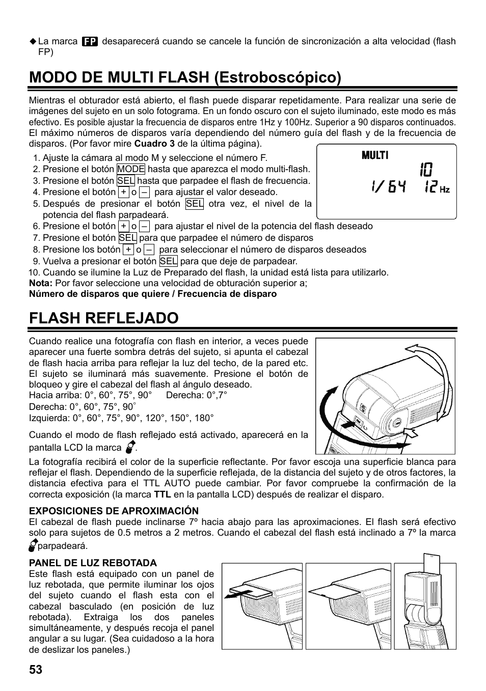 Modo de multi flash (estroboscópico), Flash reflejado | SIGMA ELECTRONIC FLASH EF-610 DG SUPER SO-ADI (ソニー用) User Manual | Page 54 / 128