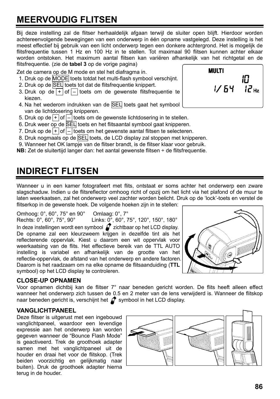 Meervoudig flitsen, Indirect flitsen | SIGMA ELECTRONIC FLASH EF-610 DG SUPER SO-ADI (ソニー用) User Manual | Page 87 / 128