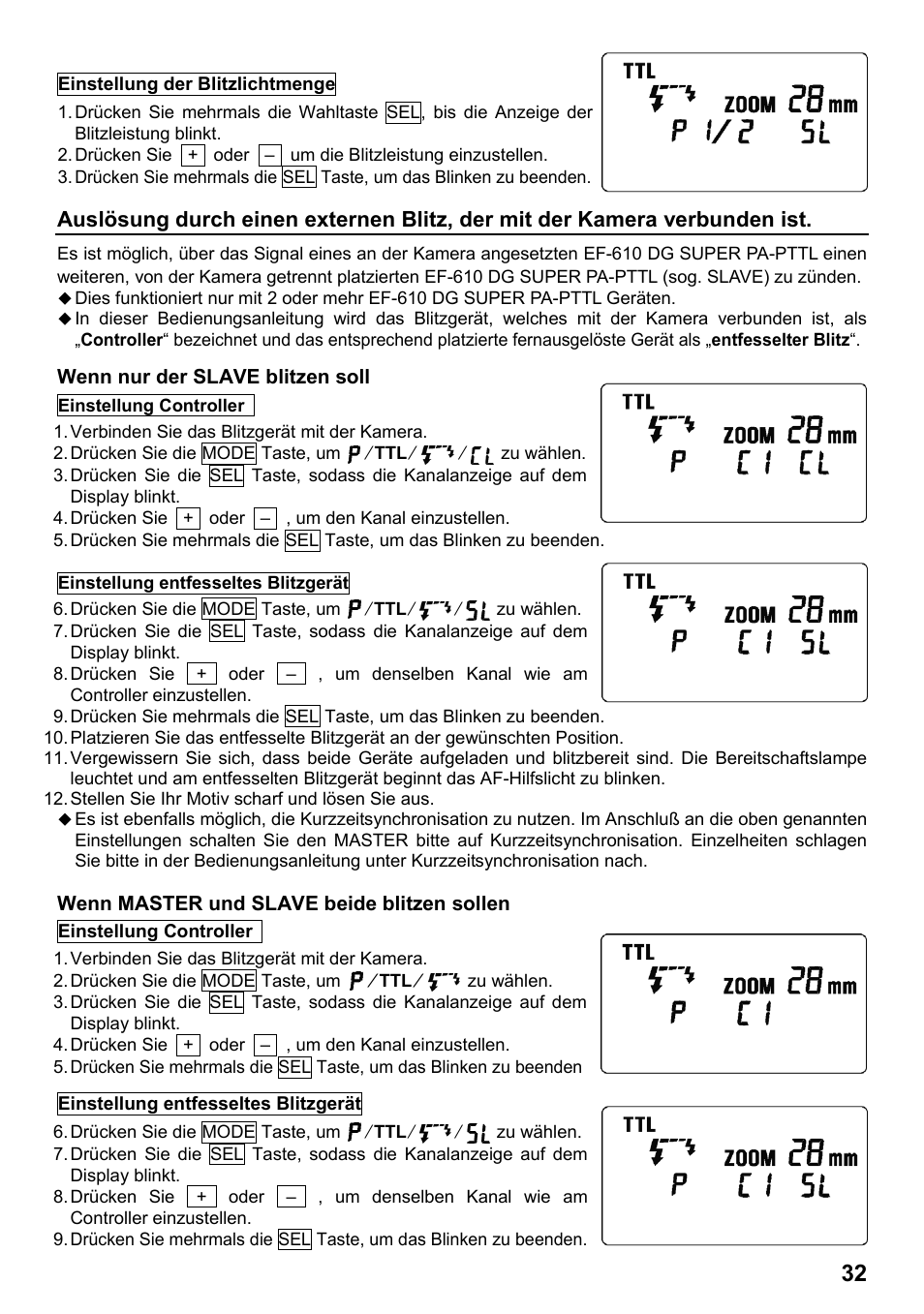 SIGMA ELECTRONIC FLASH EF-610 DG SUPER PA-PTTL (ペンタックス用) User Manual | Page 33 / 136