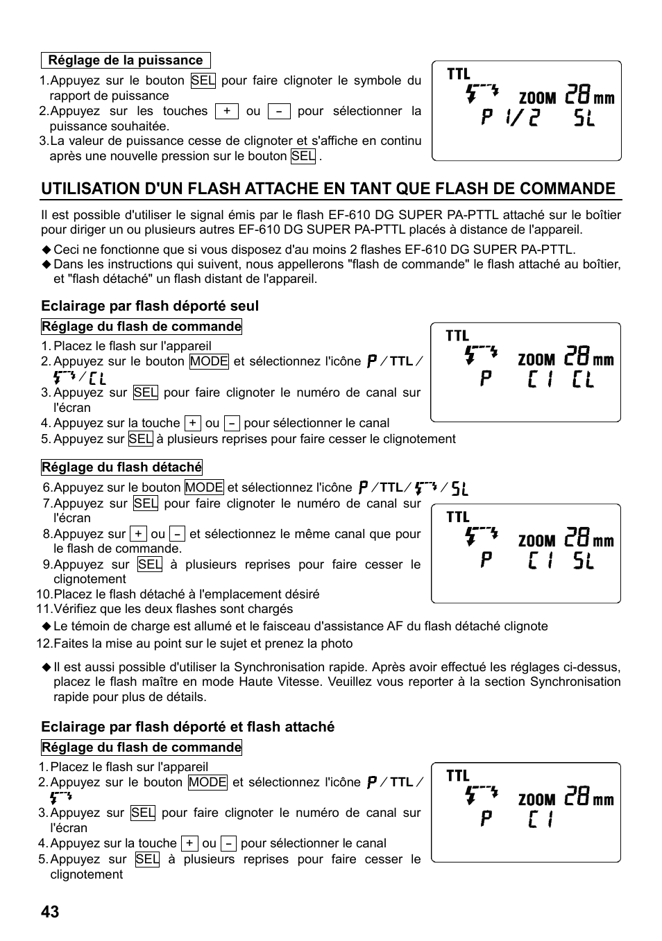 SIGMA ELECTRONIC FLASH EF-610 DG SUPER PA-PTTL (ペンタックス用) User Manual | Page 44 / 136