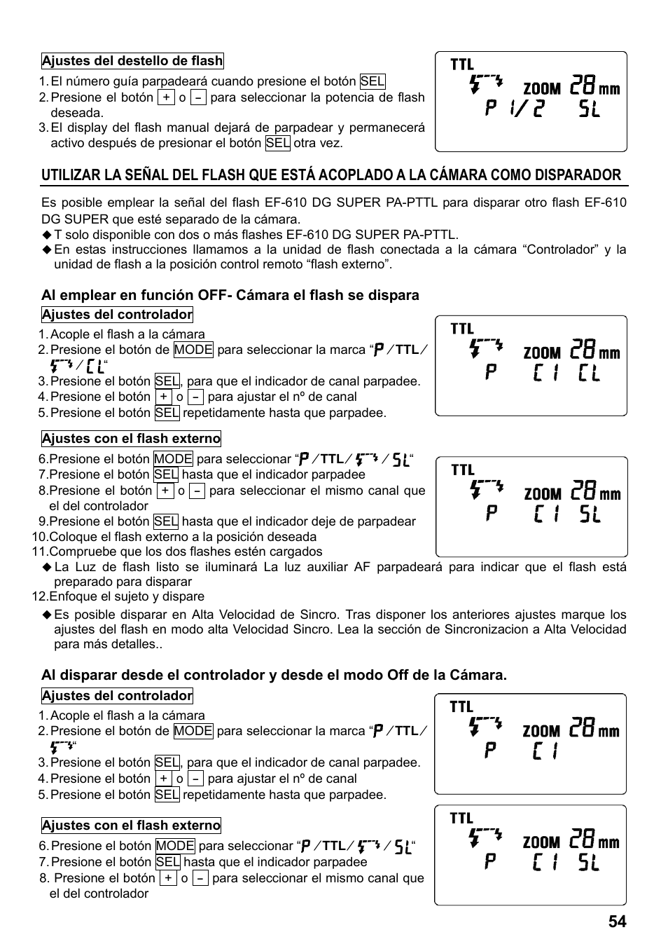 SIGMA ELECTRONIC FLASH EF-610 DG SUPER PA-PTTL (ペンタックス用) User Manual | Page 55 / 136