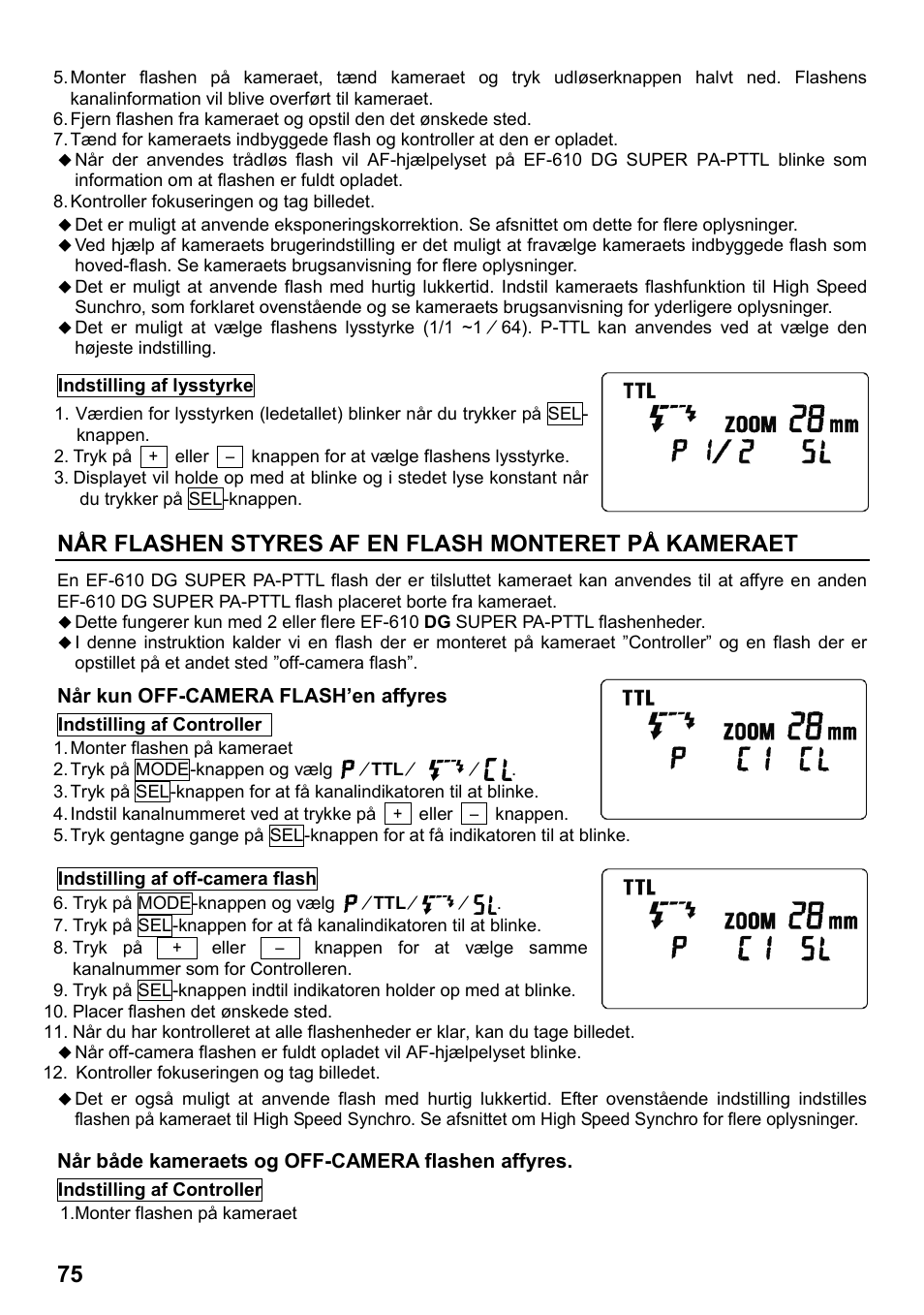 SIGMA ELECTRONIC FLASH EF-610 DG SUPER PA-PTTL (ペンタックス用) User Manual | Page 76 / 136