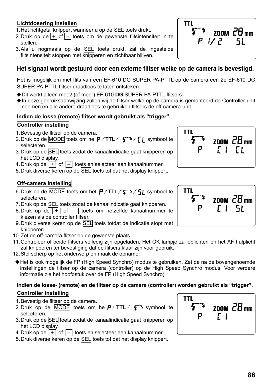 SIGMA ELECTRONIC FLASH EF-610 DG SUPER PA-PTTL (ペンタックス用) User Manual | Page 87 / 136