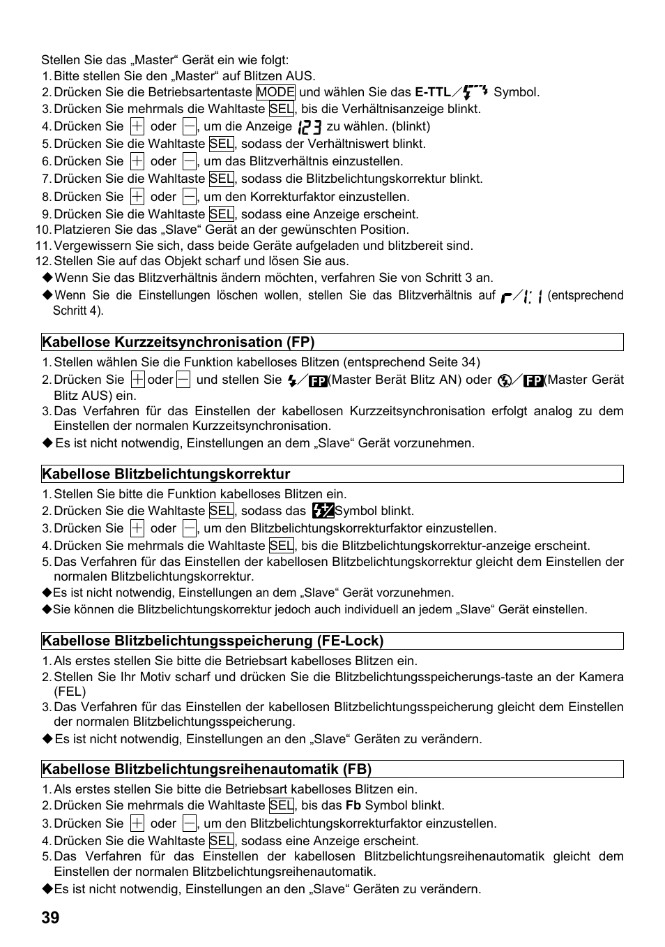SIGMA ELECTRONIC FLASH EF-610 DG SUPER EO-ETTL II (キヤノン用) User Manual | Page 40 / 160