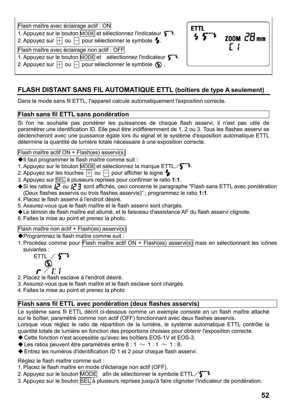 Flash distant sans fil automatique ettl | SIGMA ELECTRONIC FLASH EF-610 DG SUPER EO-ETTL II (キヤノン用) User Manual | Page 53 / 160