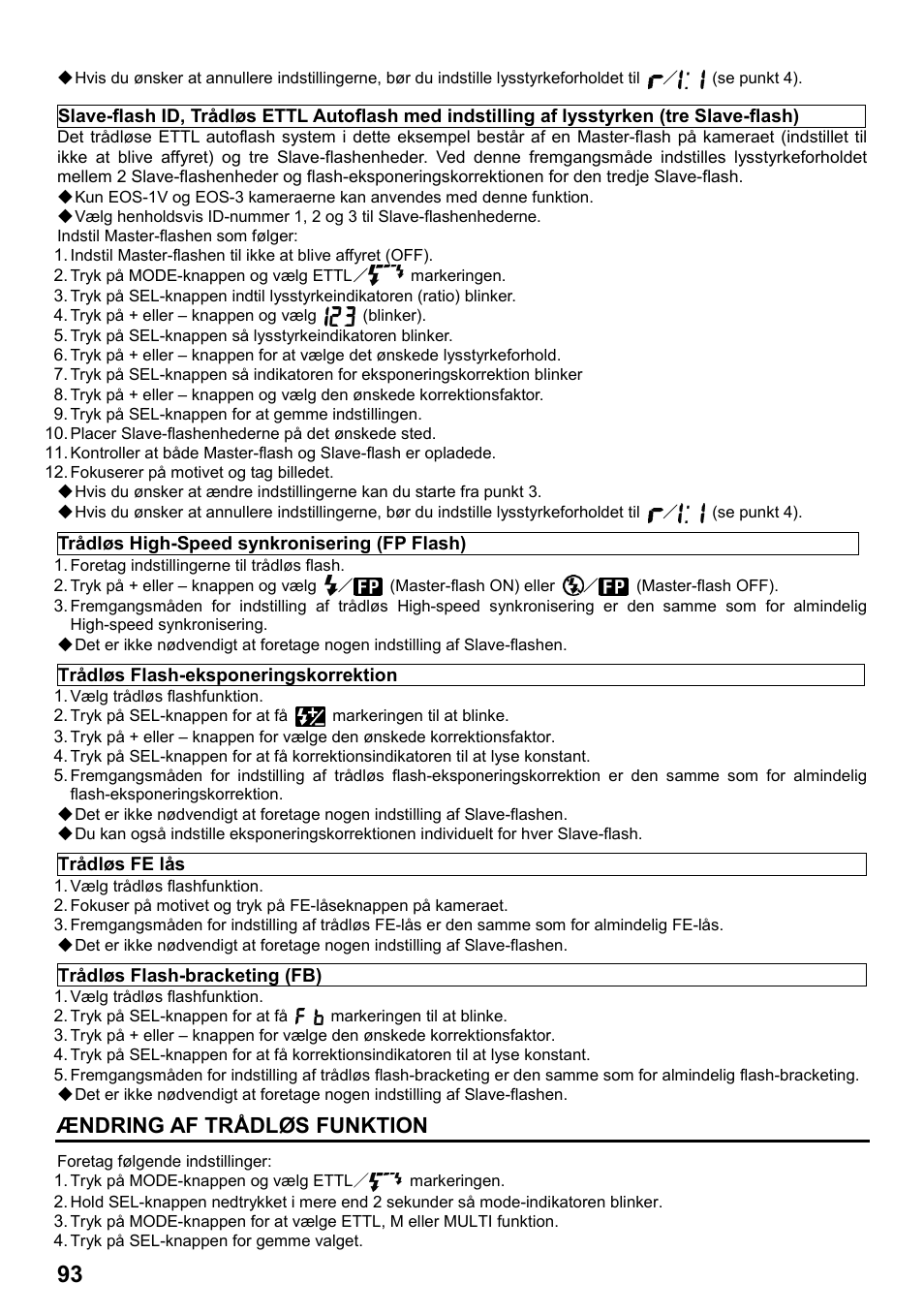 Ændring af trådløs funktion | SIGMA ELECTRONIC FLASH EF-610 DG SUPER EO-ETTL II (キヤノン用) User Manual | Page 94 / 160