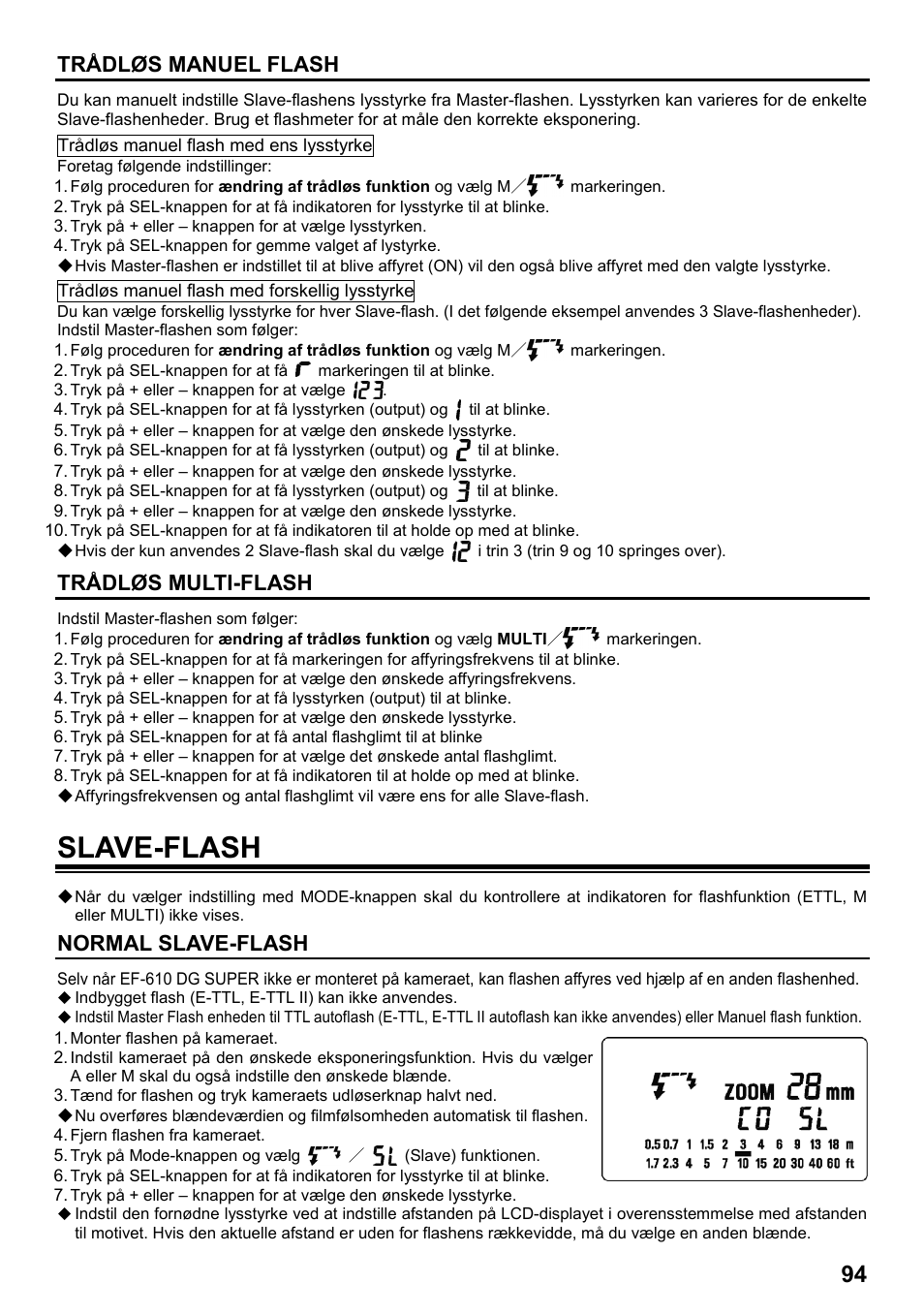 Slave-flash, Trådløs manuel flash, Trådløs multi-flash | Normal slave-flash | SIGMA ELECTRONIC FLASH EF-610 DG SUPER EO-ETTL II (キヤノン用) User Manual | Page 95 / 160