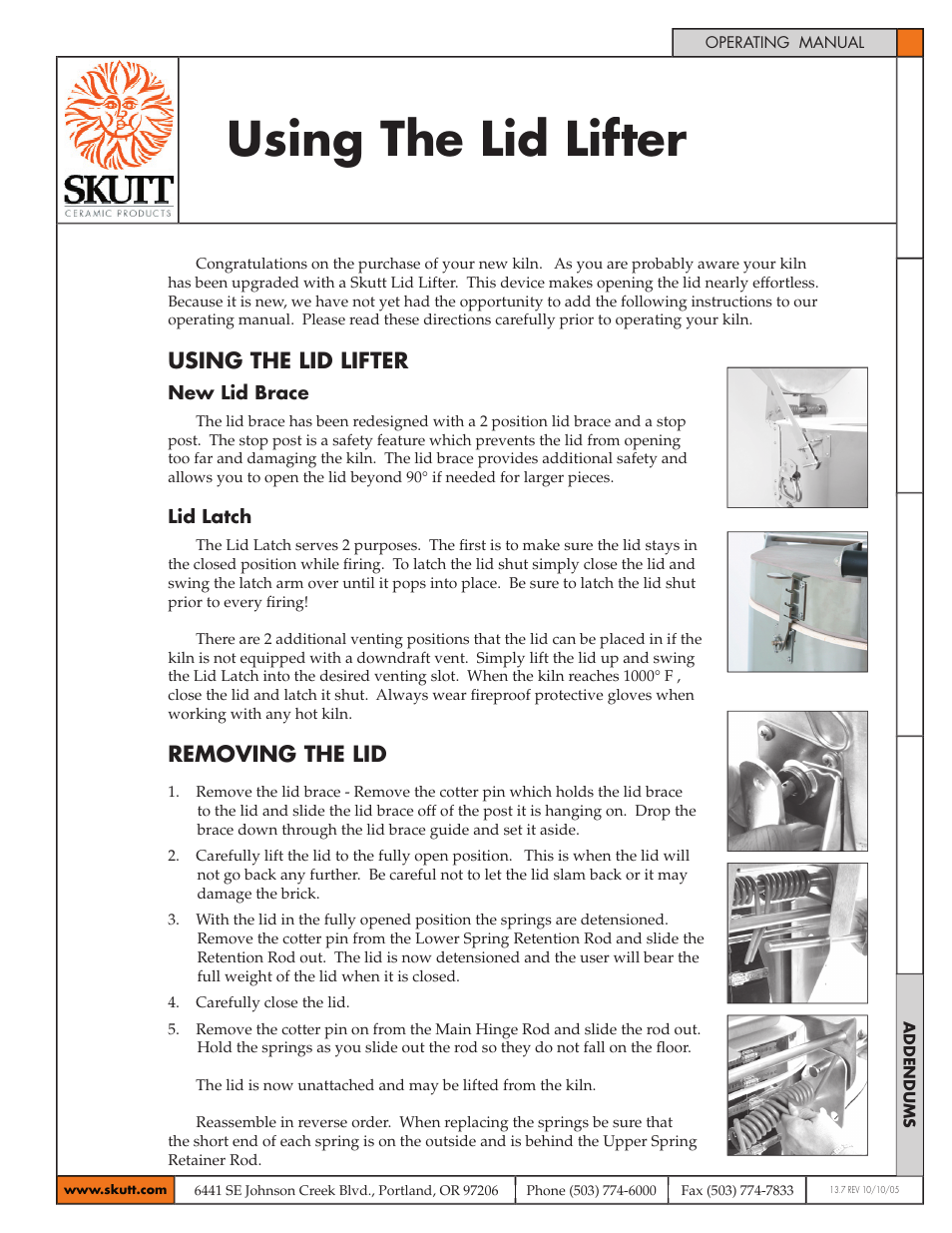 Skutt Lid Lifter User Manual | 1 page