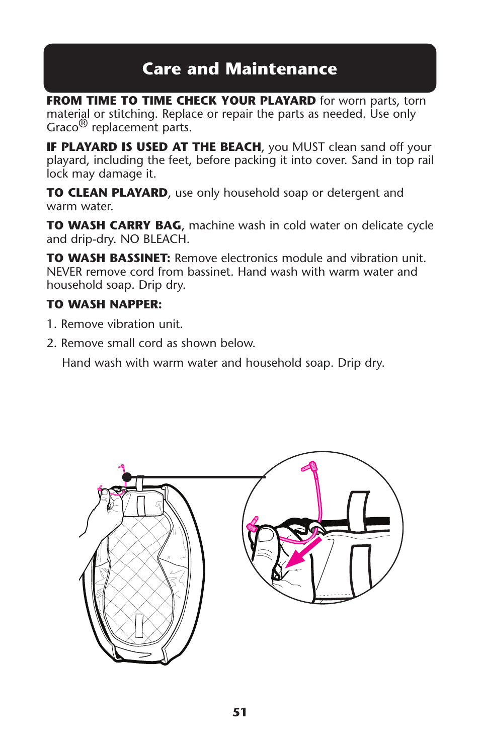 Care and maintenance | Graco Playard none User Manual | Page 51 / 56