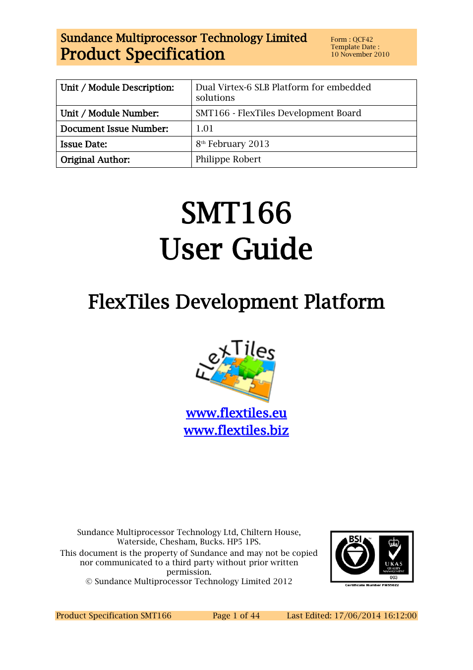 Sundance SMT166 User Manual | 44 pages