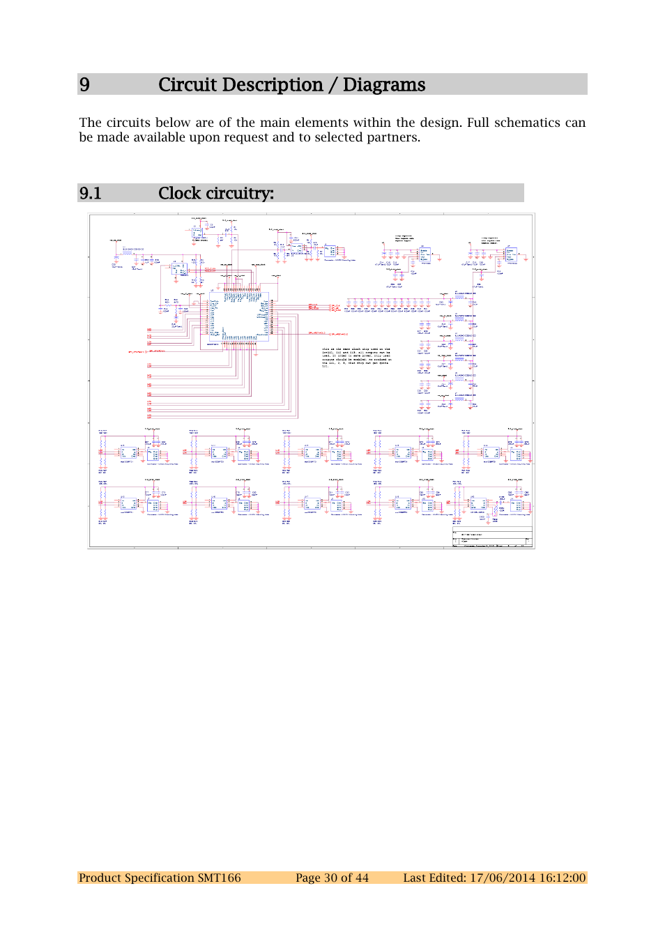 9 circuit description / diagrams, 1 clock circuitry, 9circuit description / diagrams | Sundance SMT166 User Manual | Page 30 / 44