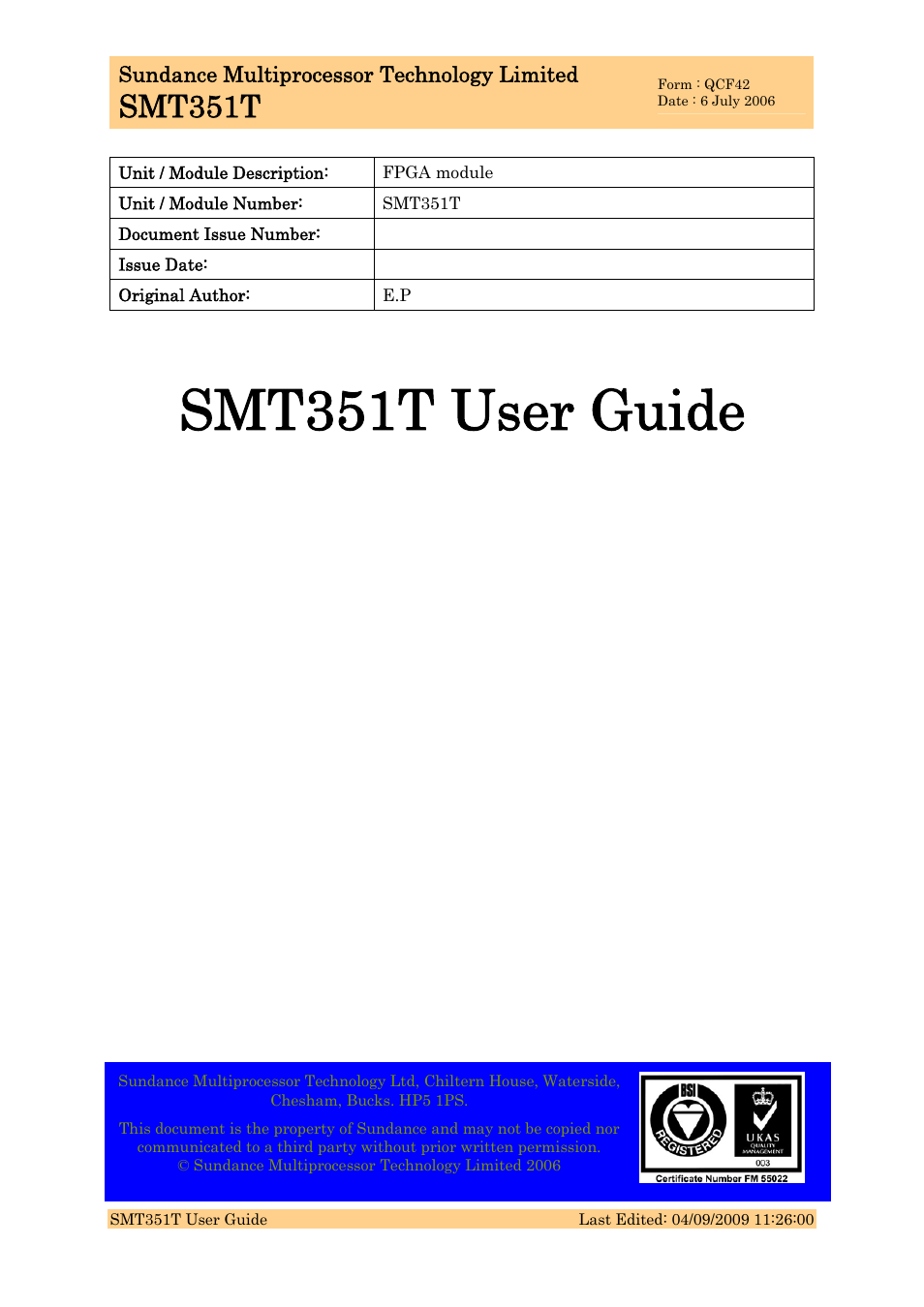 Sundance SMT351T User Manual | 37 pages