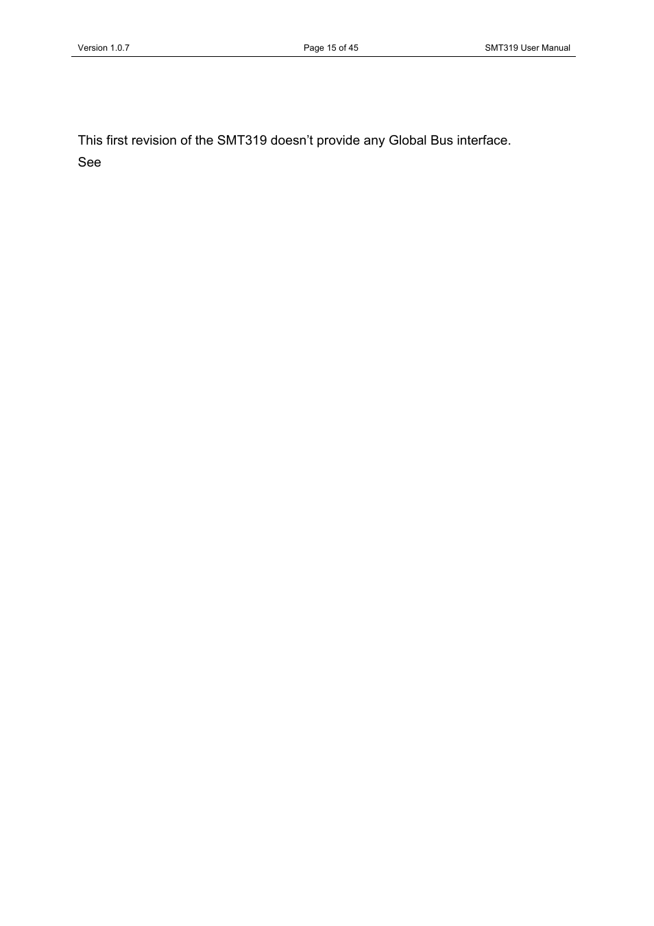 Global bus | Sundance SMT319 User Manual | Page 15 / 45