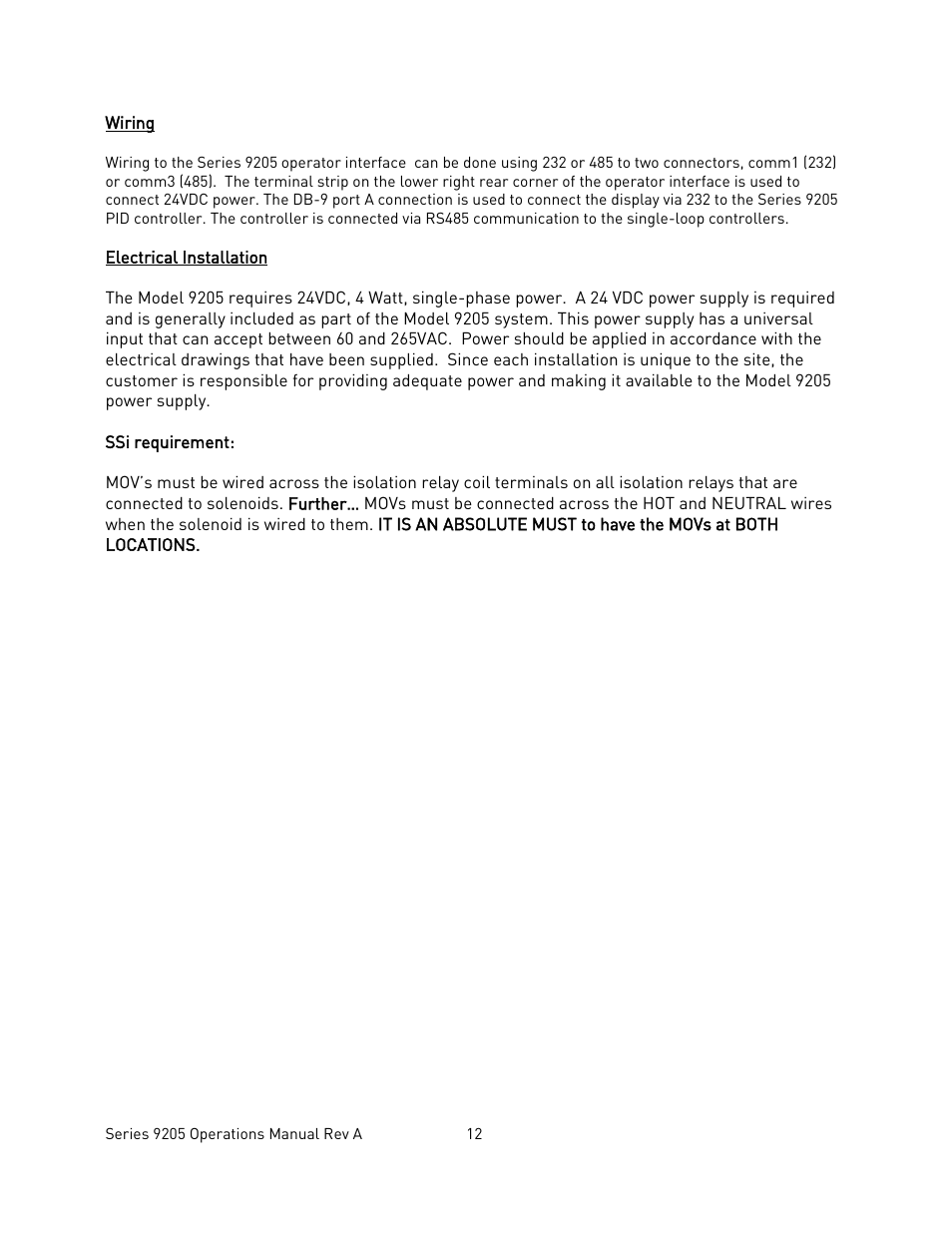 Wiring, Electrical installation, Iring | Lectrical, Nstallation | Super Systems 9205 Series User Manual | Page 13 / 235