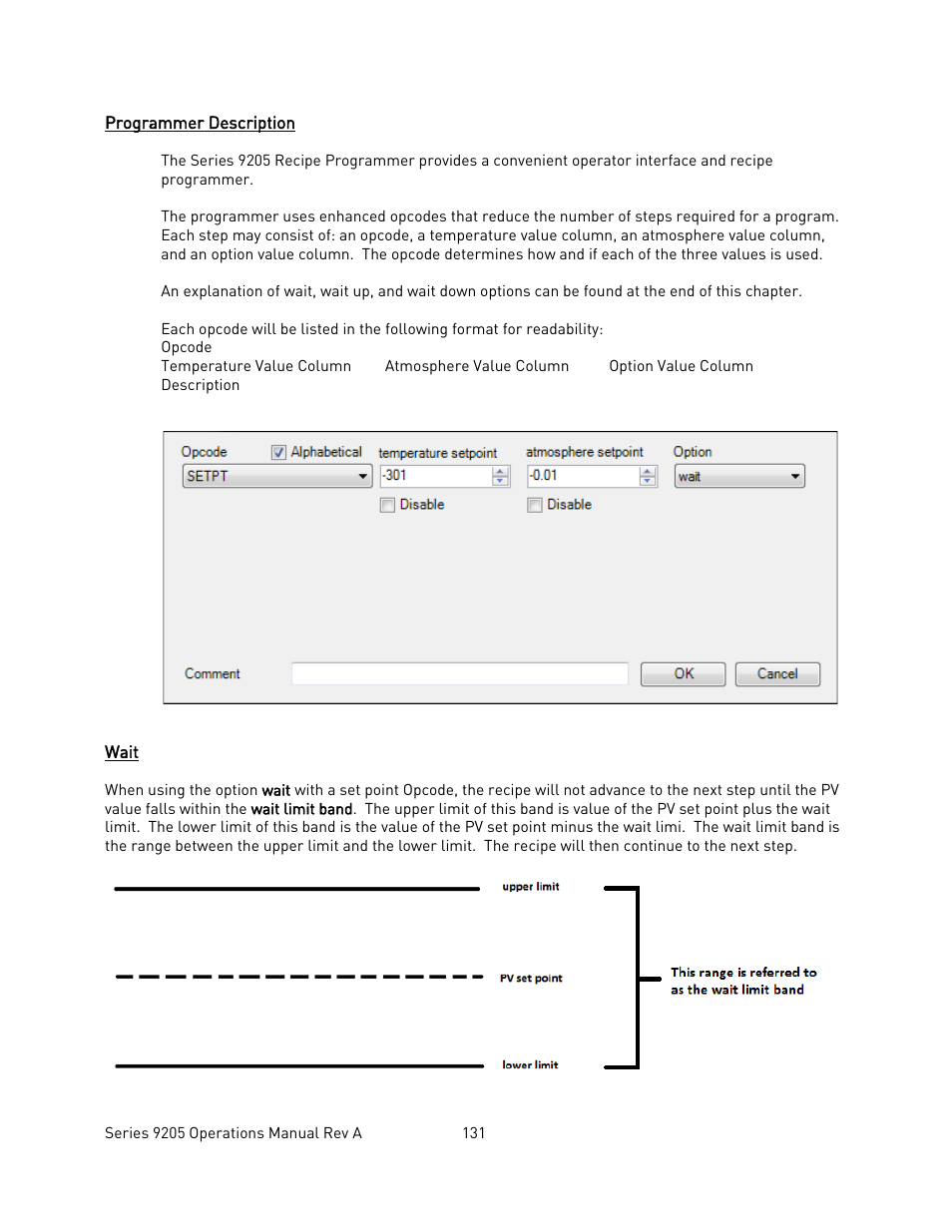 Programmer description, Wait, Rogrammer | Escription | Super Systems 9205 Series User Manual | Page 132 / 235