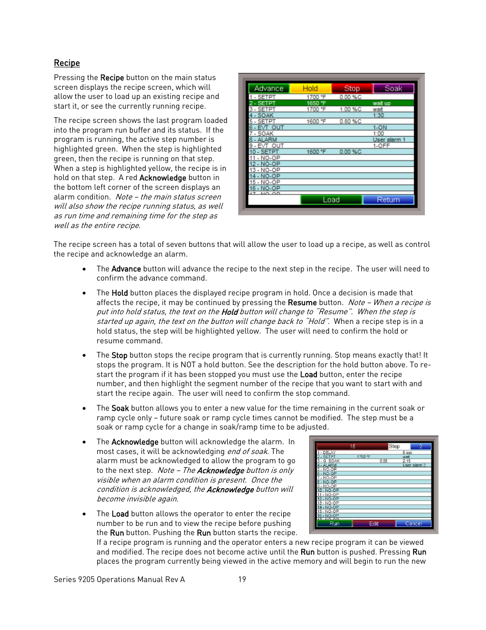 Recipe, Ecipe | Super Systems 9205 Series User Manual | Page 20 / 235