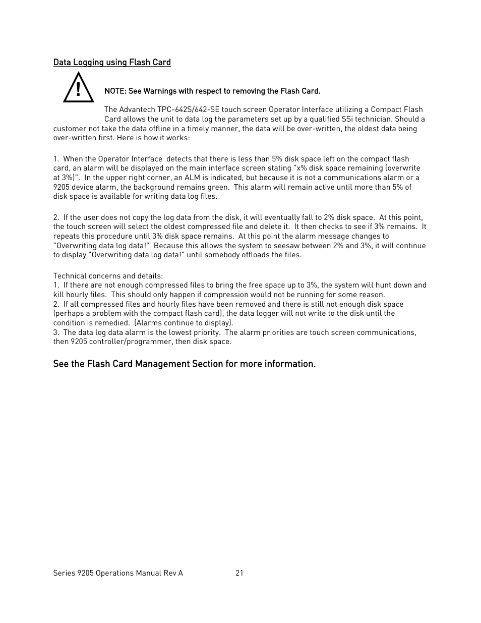 Data logging using flash card, Ogging using, Lash | Super Systems 9205 Series User Manual | Page 22 / 235
