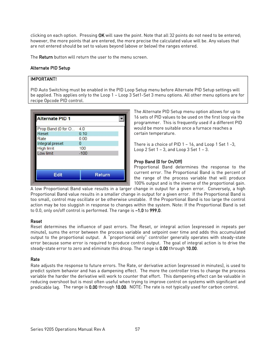 Alternate pid setup | Super Systems 9205 Series User Manual | Page 58 / 235