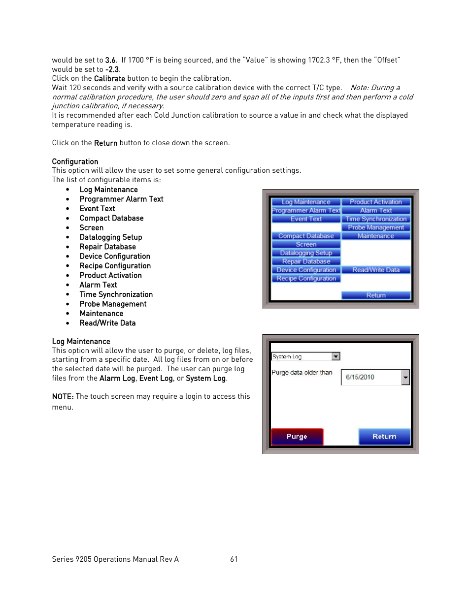 Configuration | Super Systems 9205 Series User Manual | Page 62 / 235