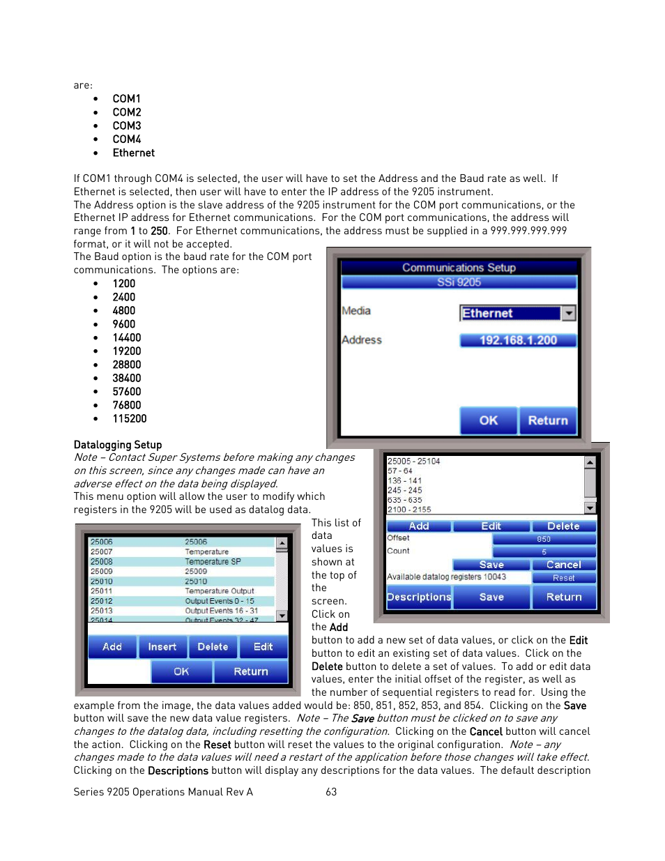 Super Systems 9205 Series User Manual | Page 64 / 235