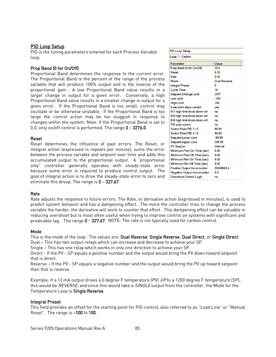 Pid loop setup, Etup | Super Systems 9205 Series User Manual | Page 86 / 235