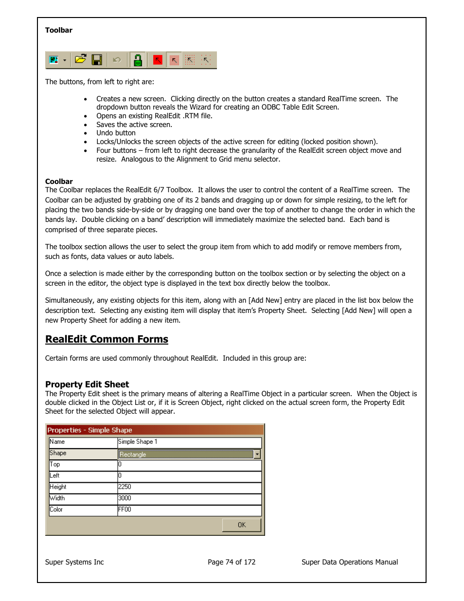 Realedit common forms | Super Systems SuperDATA User Manual | Page 74 / 172