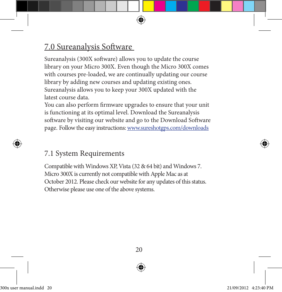 0 sureanalysis software, 1 system requirements | Sureshotgps MICRO 300X User Manual | Page 20 / 27