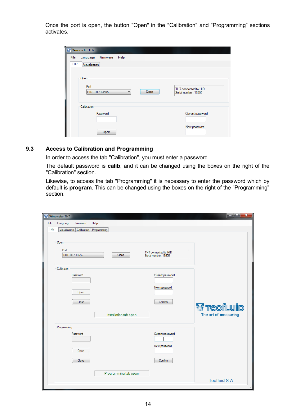 3 access to calibration and programming | Tecfluid TH7 User Manual | Page 14 / 20