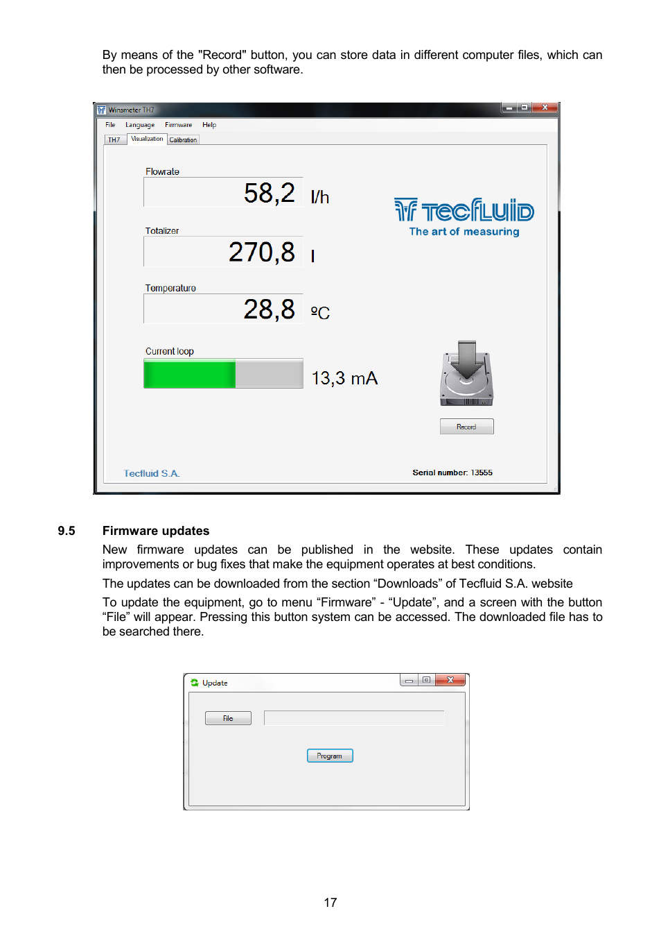5 firmware updates | Tecfluid TH7 User Manual | Page 17 / 20