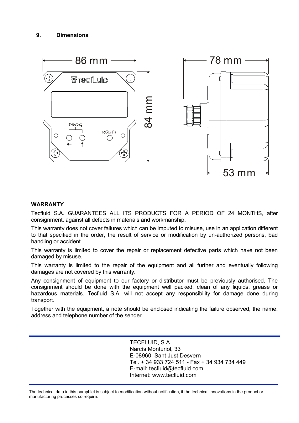 Tecfluid CP420L User Manual | Page 8 / 8