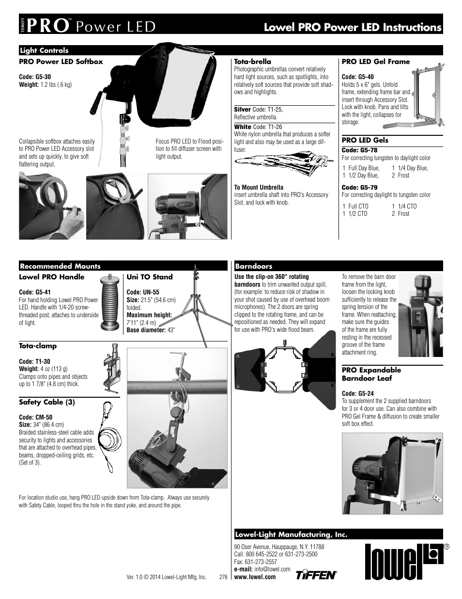 Lowel pro power led instructions | Tiffen Lowel PRO Power LED User Manual | Page 2 / 2