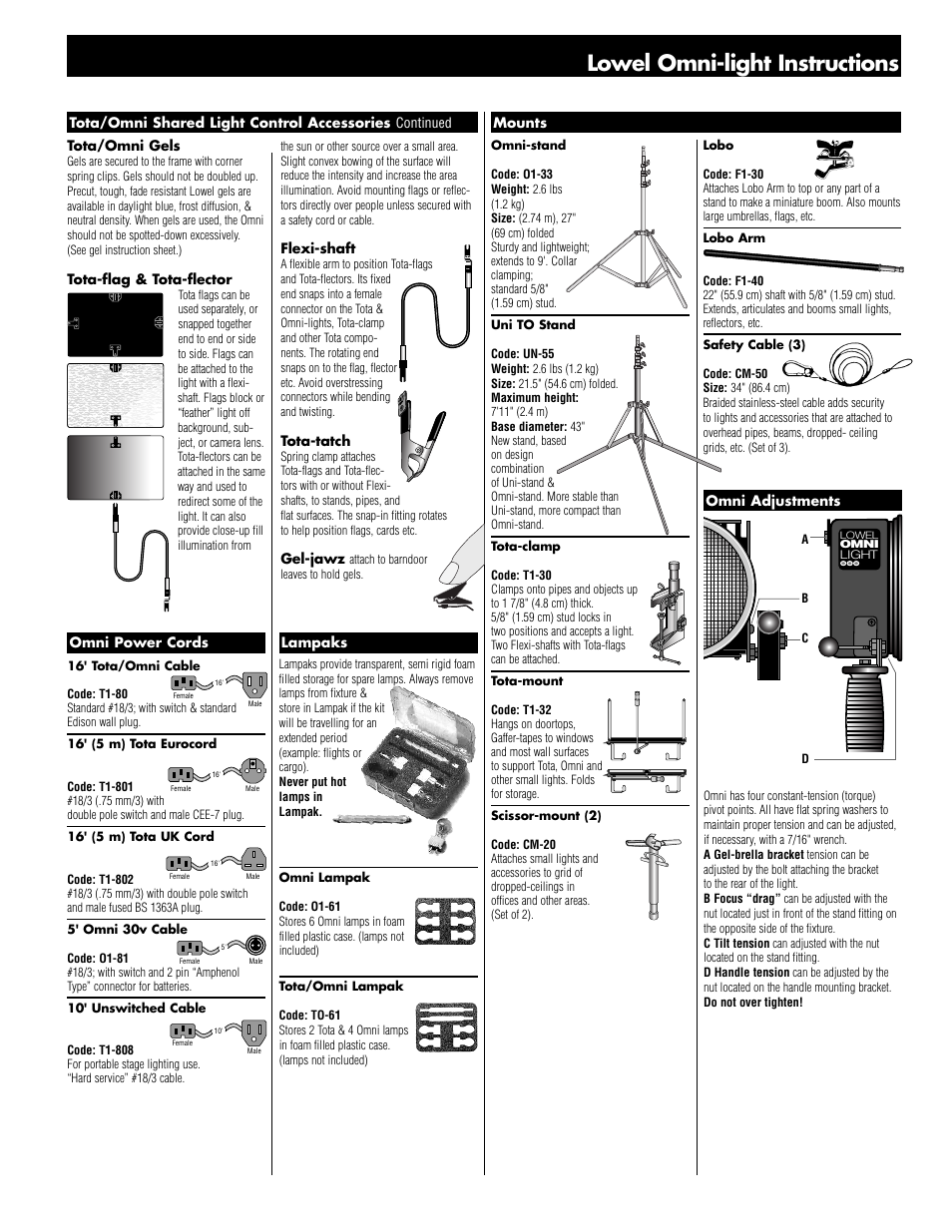 Lowel omni-light instructions | Tiffen Lowel Omni-light User Manual | Page 3 / 4