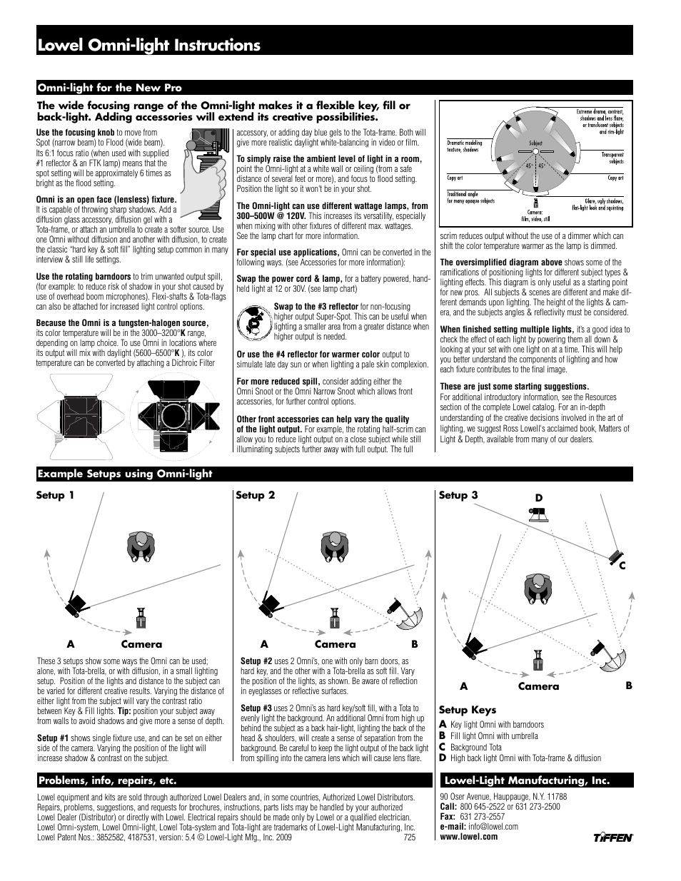 Lowel omni-light instructions | Tiffen Lowel Omni-light User Manual | Page 4 / 4