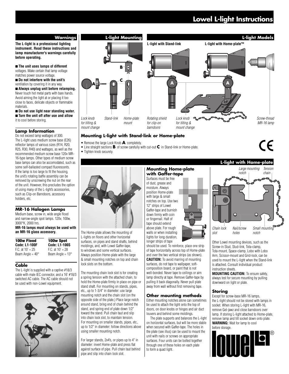 Tiffen Lowel L-light User Manual | 2 pages