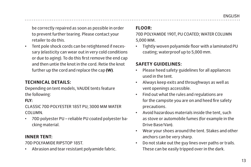 VAUDE Campo Casa XT 5P User Manual | Page 20 / 59