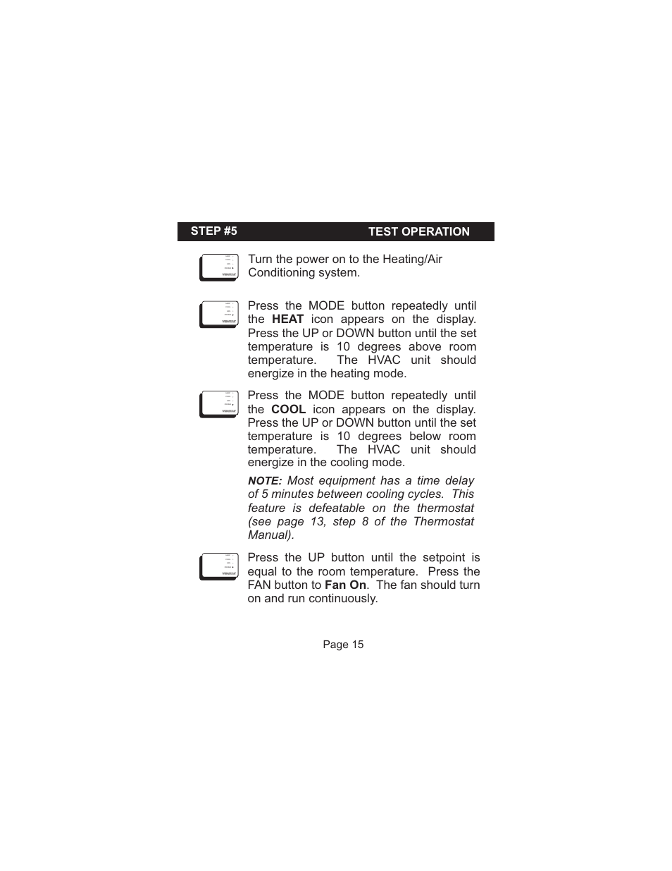 Step #5 test operation, Page 15 | Venstar T1100REC User Manual | Page 16 / 18