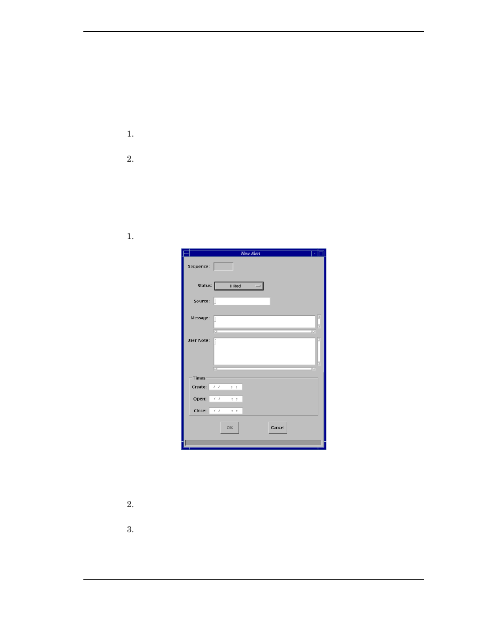 Opening multiple alert windows, Creating alerts manually, Figure 7. new alert window | Visara Master Console Center Operations Guide User Manual | Page 21 / 80