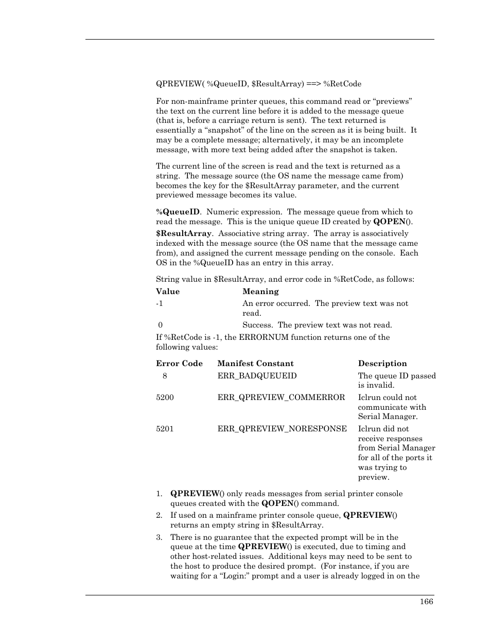 Qpreview | Visara Master Console Center Scripting Guide User Manual | Page 166 / 262