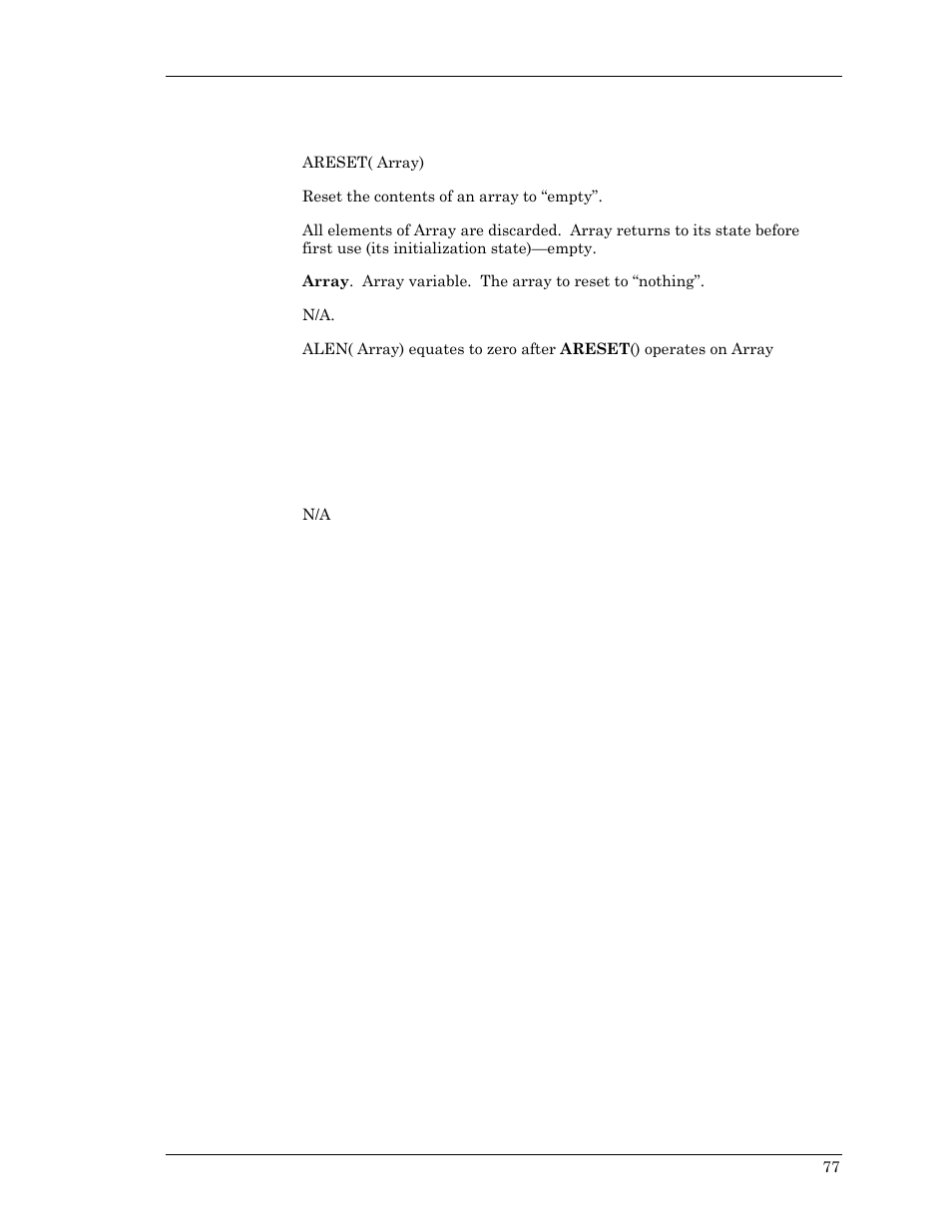 Areset | Visara Master Console Center Scripting Guide User Manual | Page 77 / 262