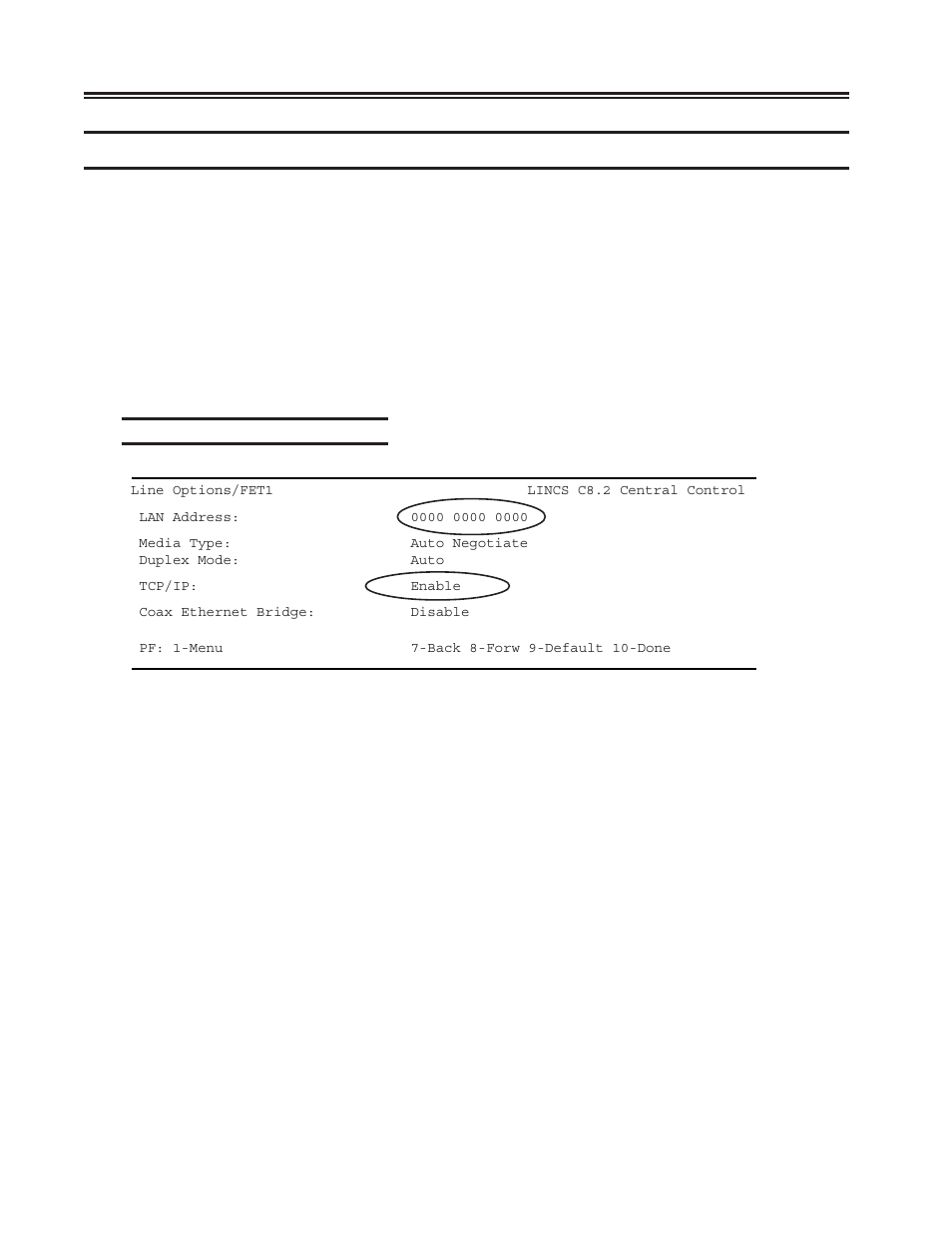 Line options panel - fet card, For telnet clients, Fet card | Telnet clients, configuring for, Configuring for telnet clients | Visara SCON-20L Installation User Manual | Page 28 / 100