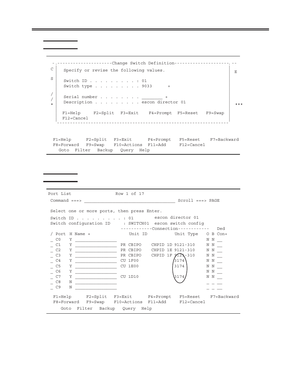 Hcd panel 4, Hcd panel 5, Hcd panel 4 -3 hcd panel 5 -3 | Chapter 5. host gens - os/390 with hcd | Visara SCON-20L Installation User Manual | Page 59 / 100